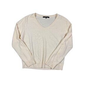 Quince Women's Cashmere Neck Thin Cream Sweater Size XL Classic Neutral